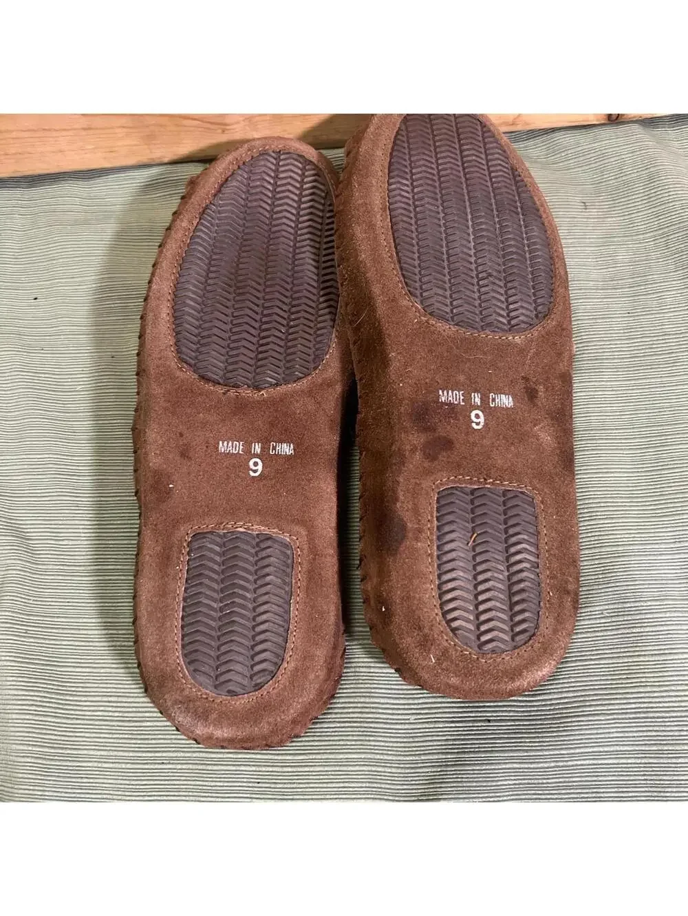 Oleg Cassini Mens Suede Slide Slippers Size 9 Vintage Loungewear